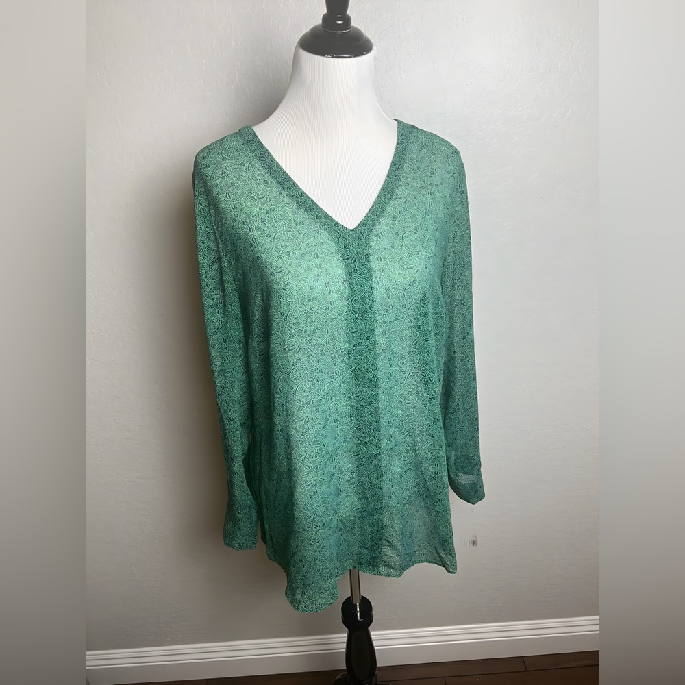 CAbi #5208 Long Sleeve Semi-Sheer Blouse